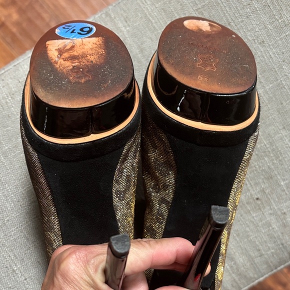 BRIAN ATWOOD SPARKLING PRINT STILETTO PLATFORM SHOES - SUEDE ON BOTTOM 6 1/2 - Picture 6 of 9